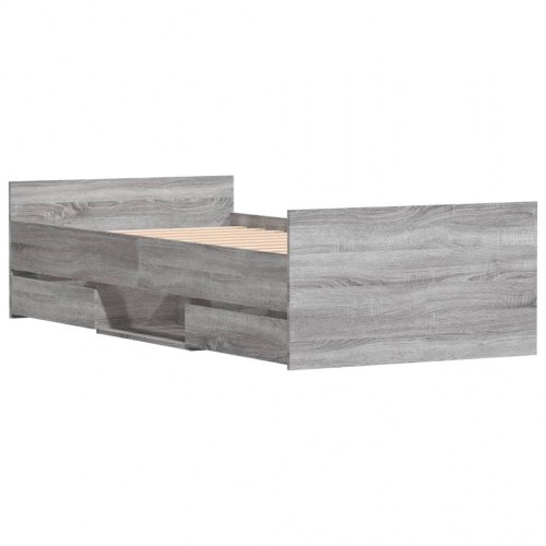 Sengeramme med sengegavl og fodgærde 100x200 cm grå sonoma-eg