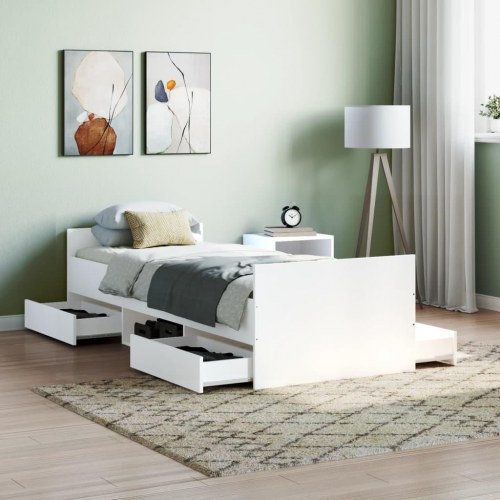 Sengeramme med sengegavl og fodgærde 75×190 cm - hvid