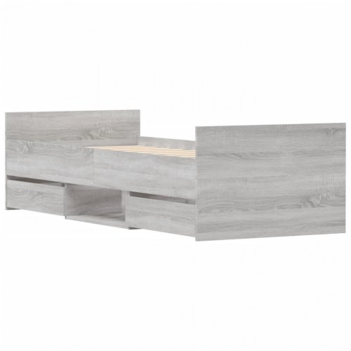 Sengeramme med gavl og fodgærde 75 x 190 cm - grå sonoma-eg