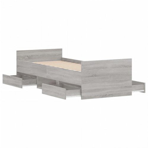 Sengeramme med gavl og fodgærde 75 x 190 cm - grå sonoma-eg