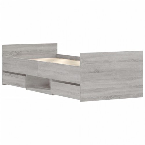 Sengeramme med gavl og fodgærde 75 x 190 cm - grå sonoma-eg