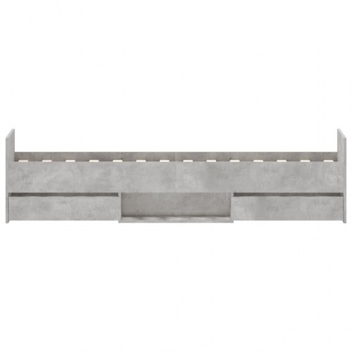 Sengeramme med sengegavl og fodgærde 75 x 190 cm - betongrå