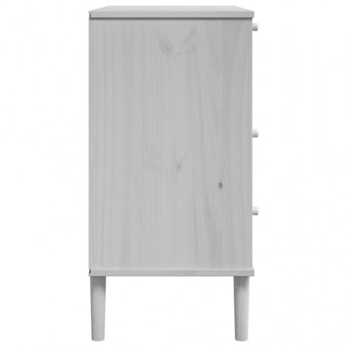 Kommode SENJA rattanlook 80x40x80 cm massivt fyrretræ hvid