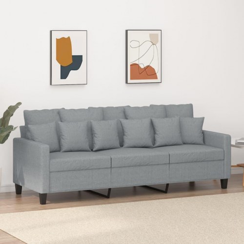 3-personers sofa i stof - lysegrå, sædebredde 180 cm
