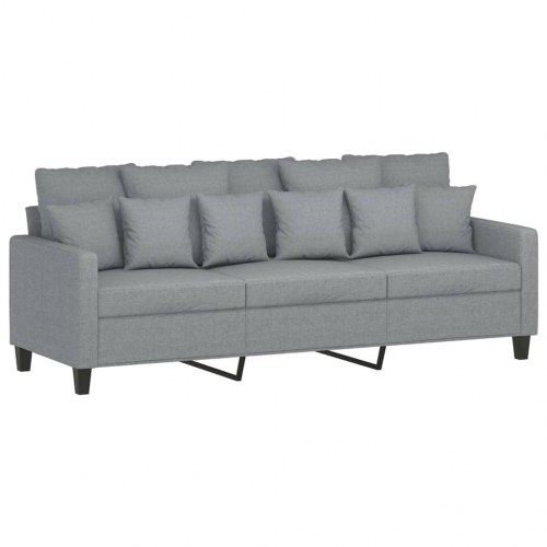 3-personers sofa i stof - lysegrå, sædebredde 180 cm