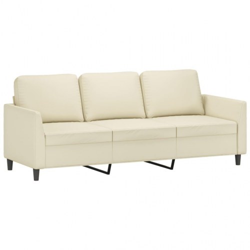 3-personers sofa i kunstlæder - cremefarvet, 180 cm sædebredde
