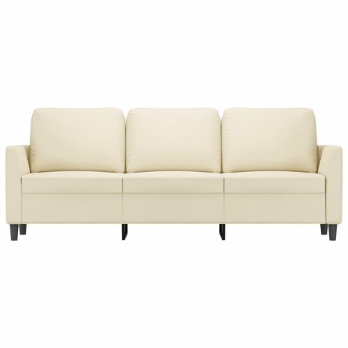 3-personers sofa i kunstlæder - cremefarvet, 180 cm sædebredde