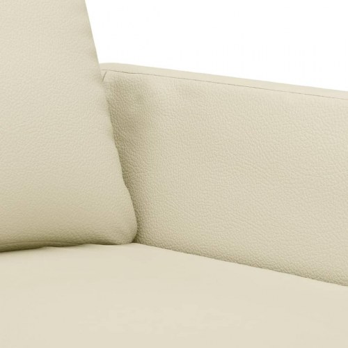 3-personers sofa i kunstlæder - cremefarvet, 180 cm sædebredde
