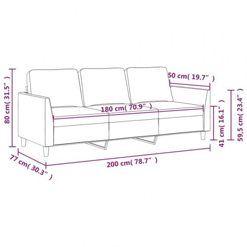 3-personers sofa i kunstlæder - cremefarvet, 180 cm sædebredde