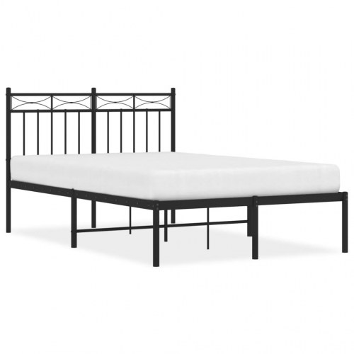 Sengeramme med sengegavl 120x200 cm - metal, sort