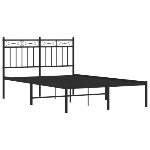 Sengeramme med sengegavl 120x200 cm - metal, sort