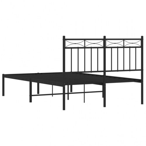 Sengeramme med sengegavl 120x200 cm - metal, sort