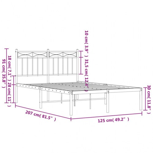 Sengeramme med sengegavl 120x200 cm - metal, sort