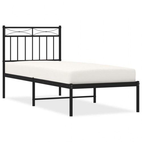 Sengeramme med sengegavl i metal 80x200 cm - sort