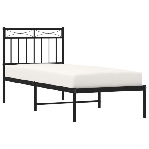 Sengeramme med sengegavl i metal 80x200 cm - sort