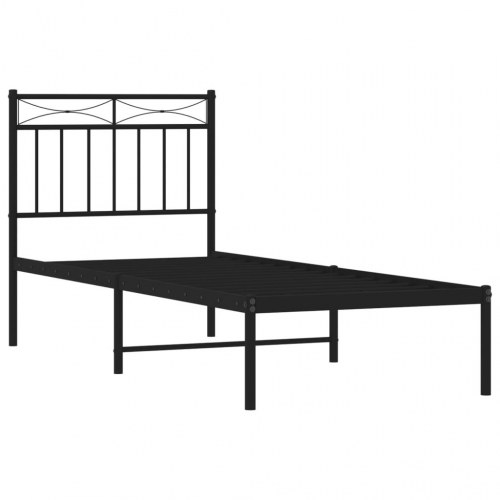 Sengeramme med sengegavl i metal 80x200 cm - sort