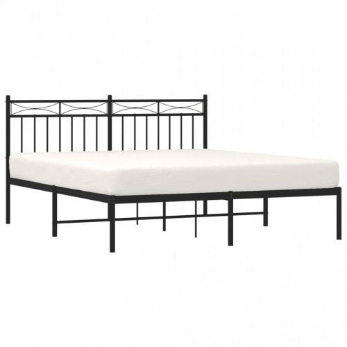 Sengeramme med sengegavl 160x200 cm - metal, sort