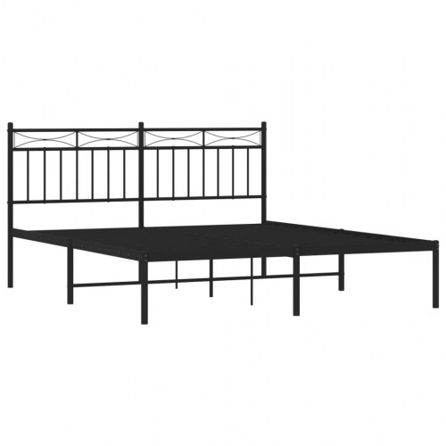 Sengeramme med sengegavl 160x200 cm - metal, sort