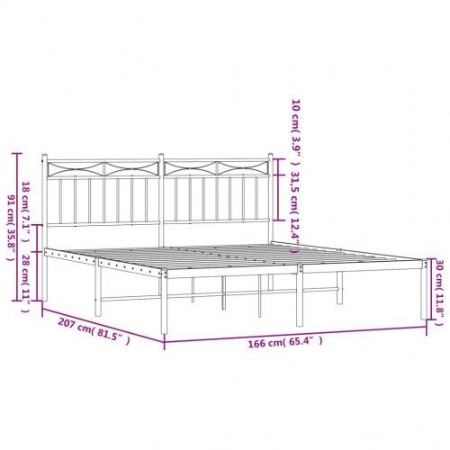 Sengeramme med sengegavl 160x200 cm - metal, sort