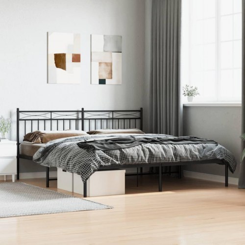Sengeramme med sengegavl 183 × 213 cm - metal, sort