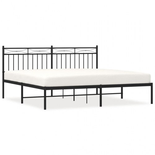 Sengeramme med sengegavl 183 × 213 cm - metal, sort