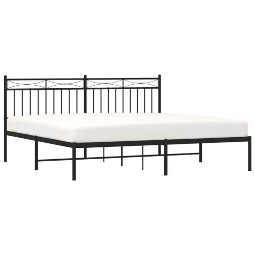Sengeramme med sengegavl 183 × 213 cm - metal, sort