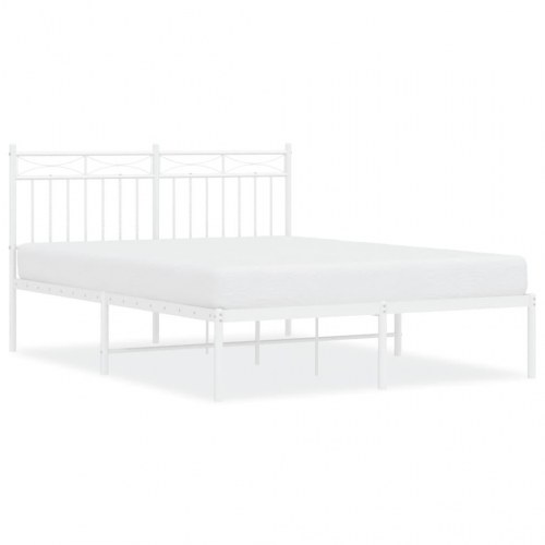 Sengeramme med sengegavl i metal - 135 x 190 cm, hvid