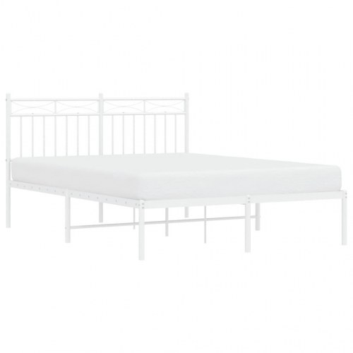 Sengeramme med sengegavl i metal - 135 x 190 cm, hvid