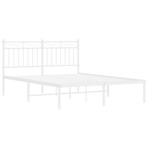Sengeramme med sengegavl i metal - 135 x 190 cm, hvid