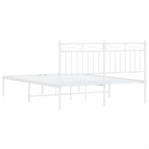 Sengeramme med sengegavl i metal - 135 x 190 cm, hvid