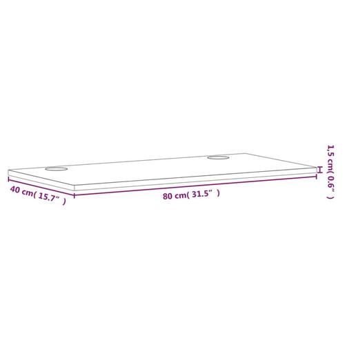 Skrivebordsplade 80x40x1,5 cm massivt bøgetræ