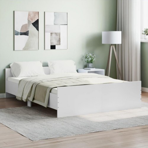 Sengeramme med gavl og fodgærde 140x190 cm - hvid