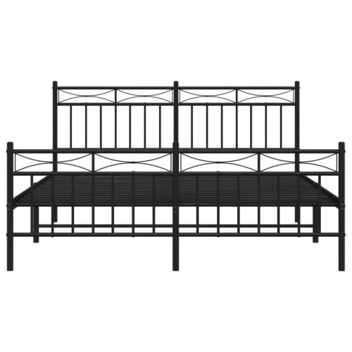 Sengeramme med sengegavl og fodgærde 150x200 cm metal sort