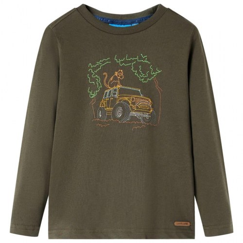 Langærmet T-shirt til børn str. 92 - kaki