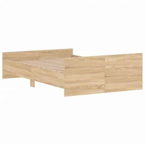 Sengeramme med sengegavl og fodgærde 120x200 cm - sonoma-eg