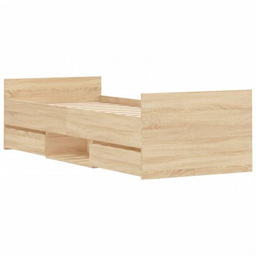 Sengeramme med sengegavl og fodgærde 75 x 190 cm - sonoma-eg