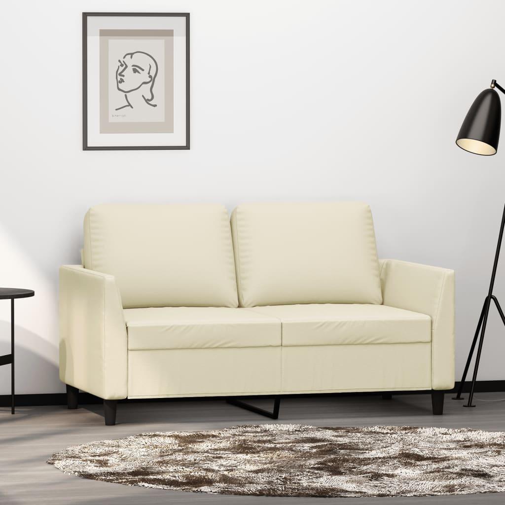 2-personers sofa 120 cm kunstlæder cremefarvet billede