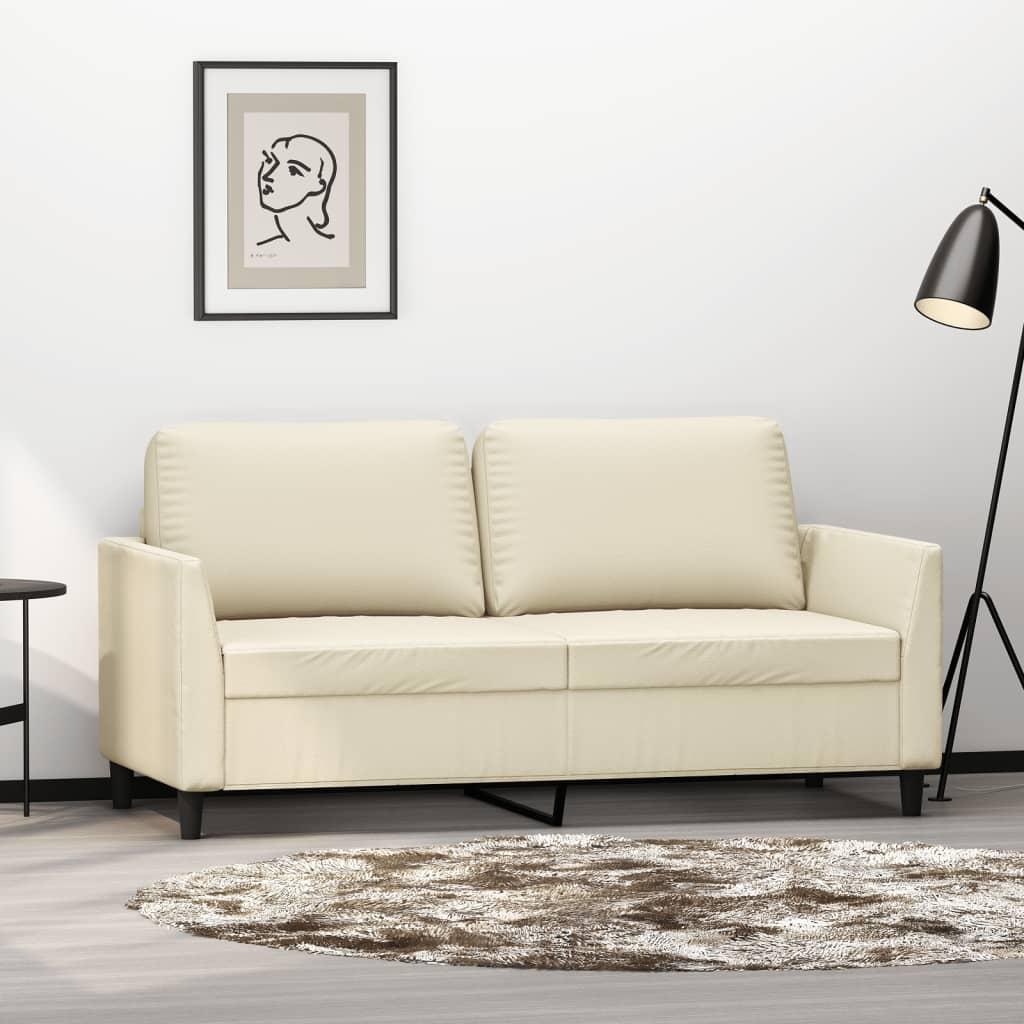 2 Personers Sofa 140 Cm Kunstlæder Cremefarvet