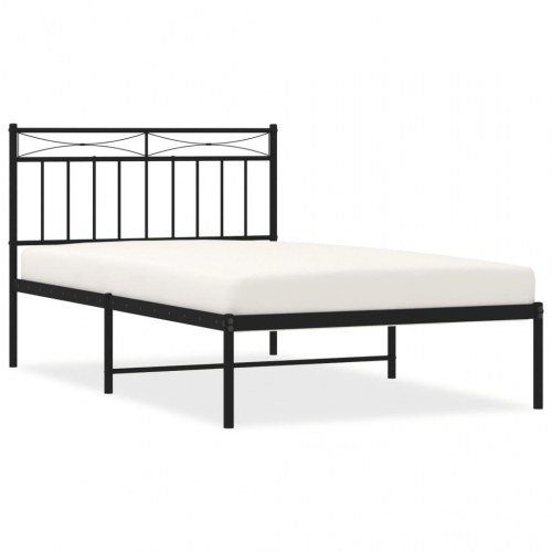 Sengeramme med sengegavl 100×200 cm - metal, sort