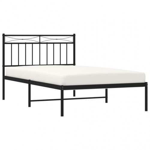 Sengeramme med sengegavl 100×200 cm - metal, sort