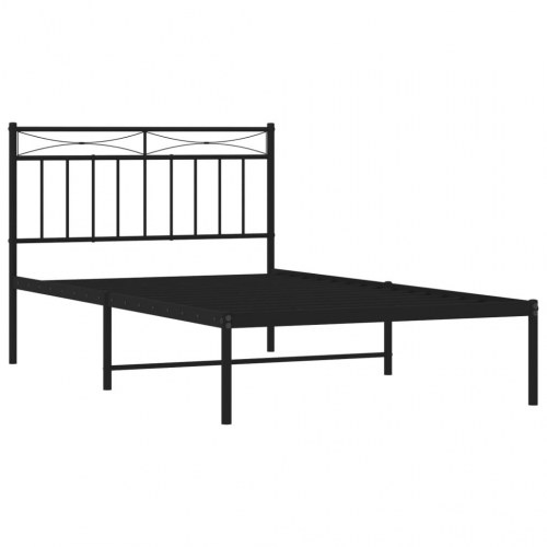 Sengeramme med sengegavl 100×200 cm - metal, sort