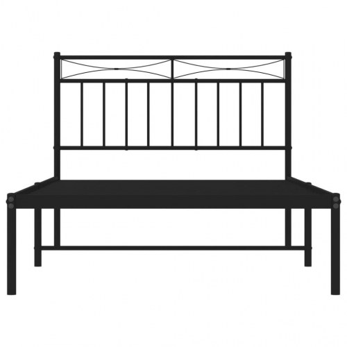 Sengeramme med sengegavl 100×200 cm - metal, sort