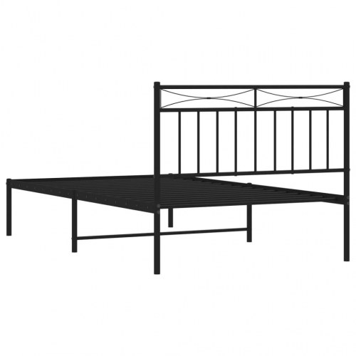 Sengeramme med sengegavl 100×200 cm - metal, sort