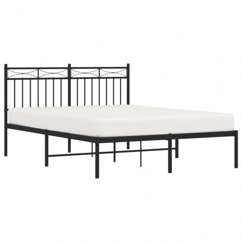 Sengeramme med sengegavl 135×190 cm - metal, sort