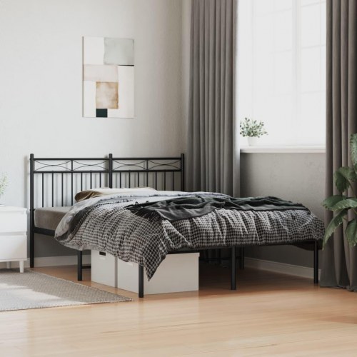 Sengeramme med sengegavl 140x200 cm metal sort