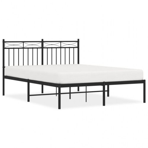 Sengeramme med sengegavl 140x200 cm metal sort