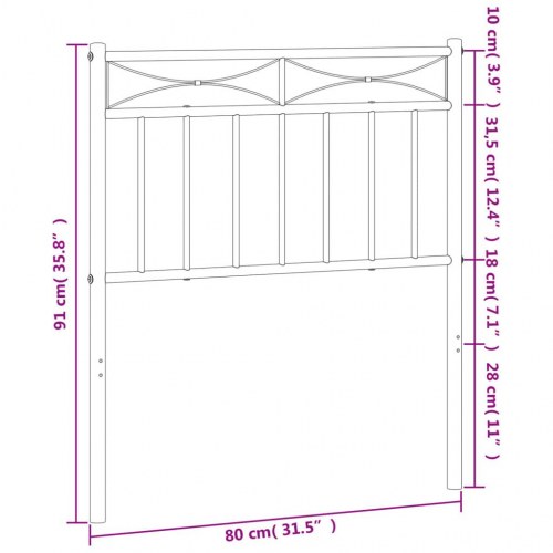 Sengegavl i metal 75 cm - sort, klassisk design