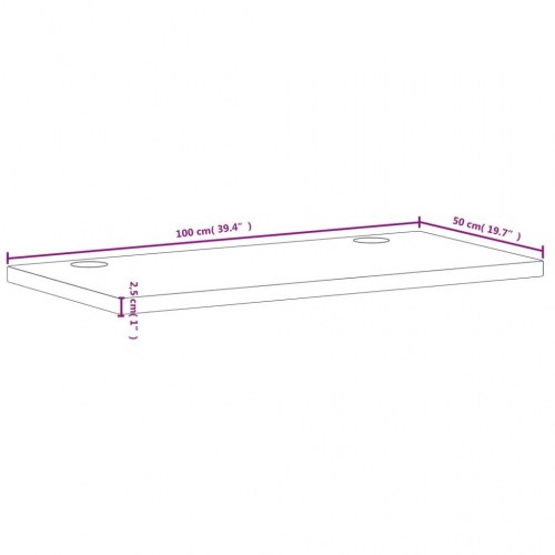 Skrivebordsplade 100x50x2,5 cm massivt bøgetræ