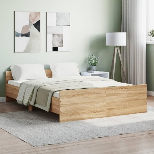 Sengeramme med gavl og fodgærde 140×190 cm - sonoma-eg