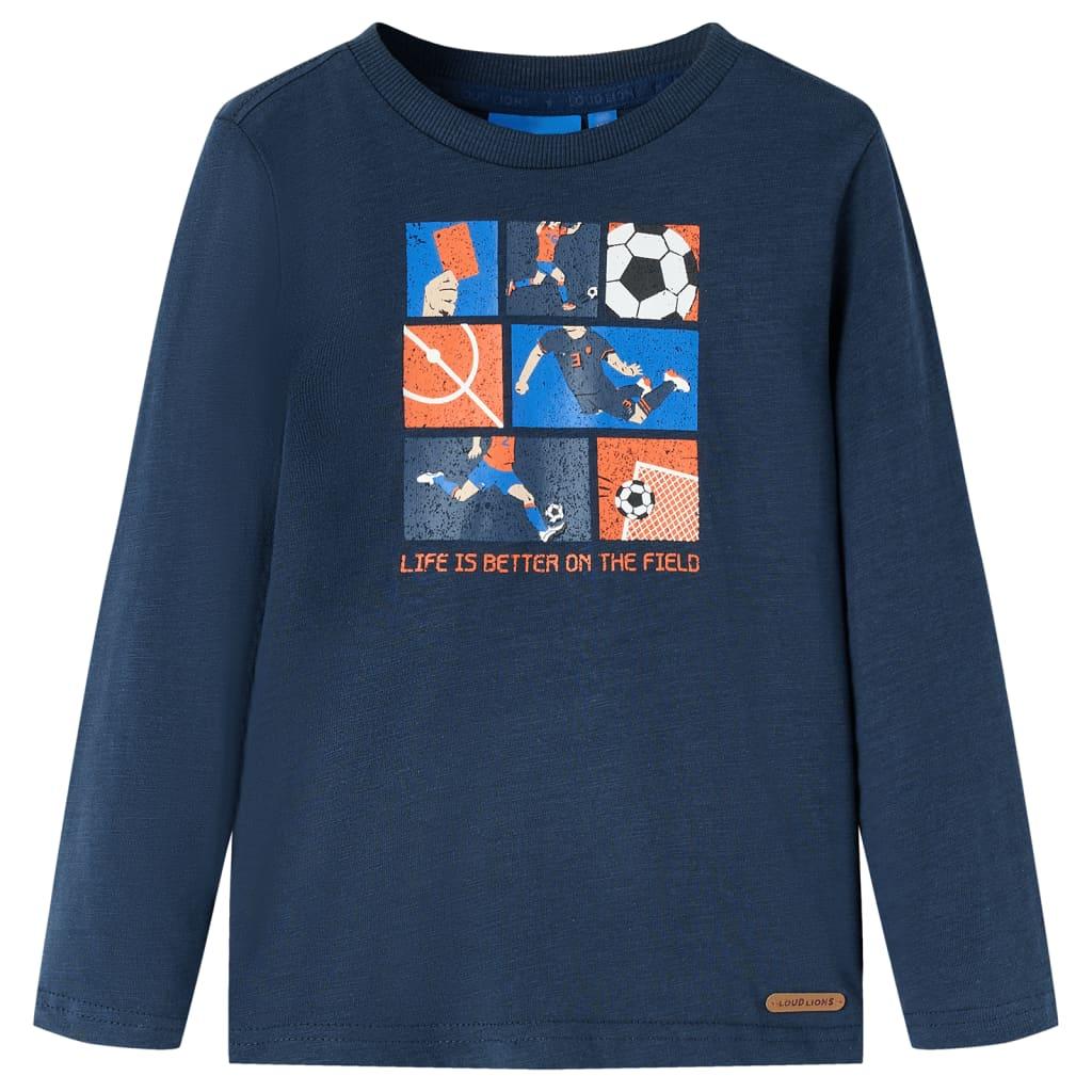 Langærmet T-shirt til børn str. 116 marinemeleret